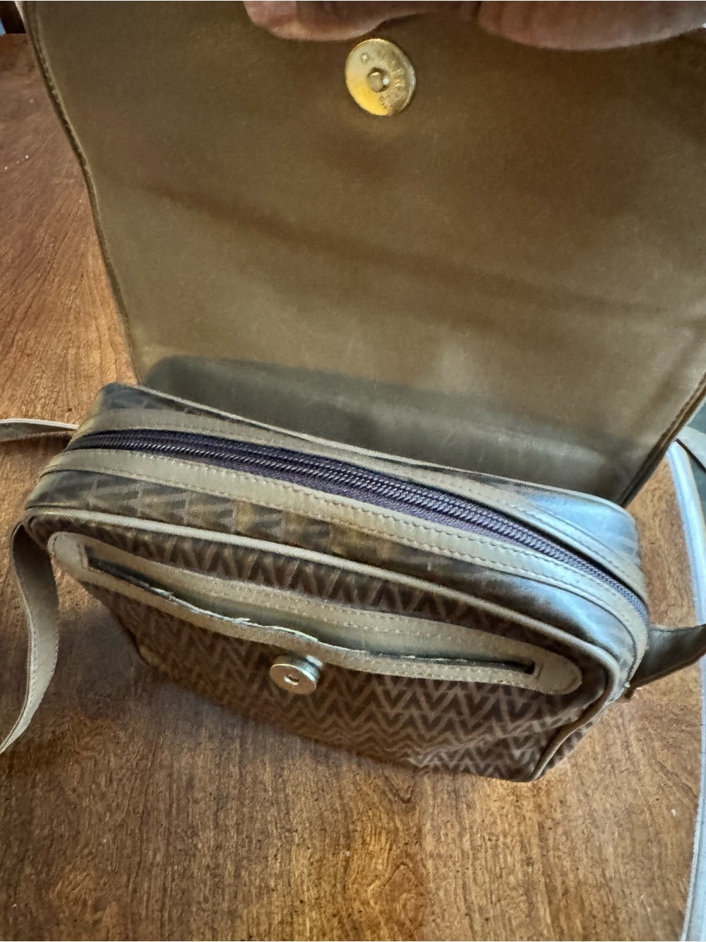 Mario Valentino Monogram Brown Flap Bag - Picture 7 of 13